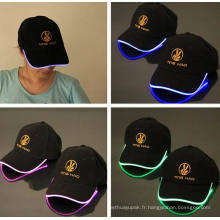 Chapeaux faits sur commande de base-ball de broderie de panneau du coton 6 LED